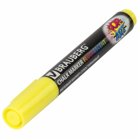 MARKER CHLOVA BRAUBERG "Pop-Art", 5mm, yellow, fluor. Wash, for smooth surface151528-5