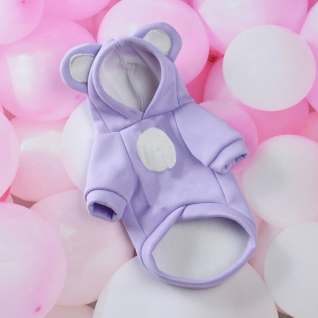 Sweater with a hood "Bear", fleece, size S (DS 21, Osh 24, OG 30 cm), purple