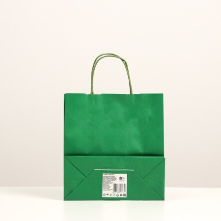 Craft package, green velvet, with twisted handles, 25 x 12 x 27 cm-3