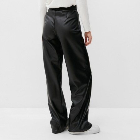 Women's trousers (eco-leather) minku: classic color black, rn 44-3