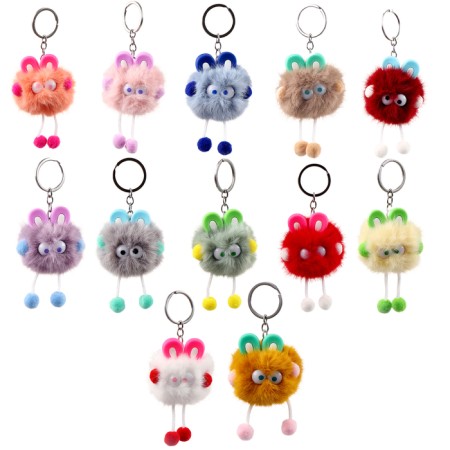 Soft toy "Fluffy with ears" on the key fob, 10 cm, color mix-5