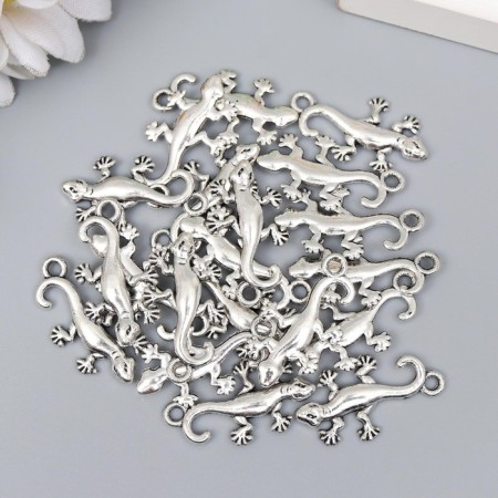 Decor for creativity Metal "Lizard" silver 2.3x1.2 cm-2