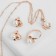 Set 3 objects: earrings, pendant, dimensionless “Edel” ring with pearl flower, white color in gold, 45 cm