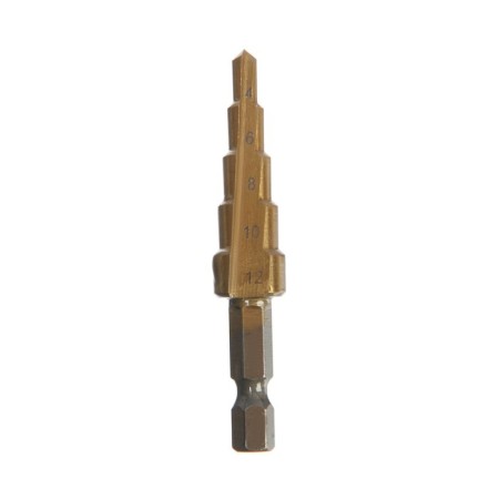 Drill step tundra, HSS, tin, hexagonal shank, 4 - 12 mm-2