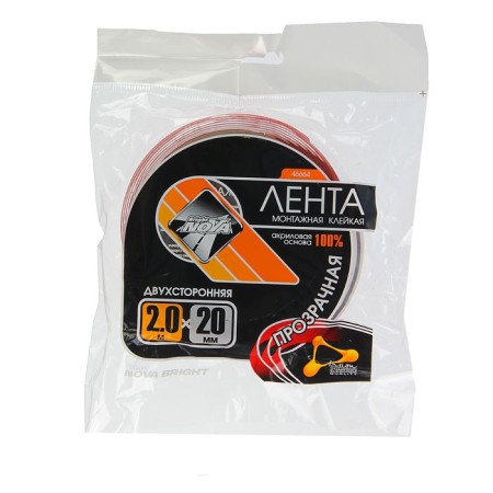 Adhesive tape Nova Bright, transparent, bilateral, acrylic, 20 mm x 2 m-2