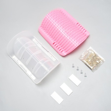 Massager - Cheskalka on an angle with cat mint for cats, size S, 13.5*9*5 cm, pink-3