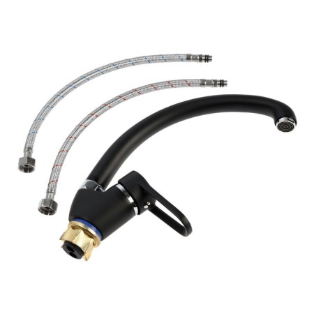 Amur kitchen mixer by 3010-01 in L5111, single-leaf, nut, cartridge 40 mm, black-4