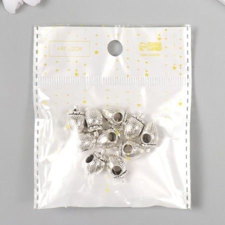 Bead for creativity Metal "Strawberries" silver 0.9x1.6 cm-3