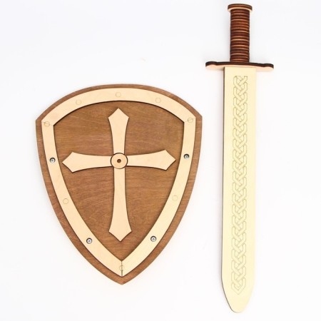 Wooden weapon "Shield and Sword" 24 × 44.5 × 5.6 cm