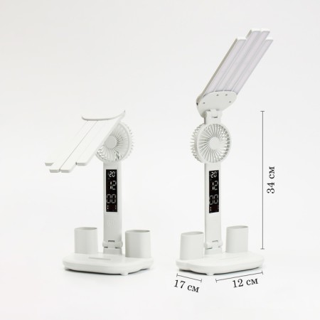 Clock - electronic lamp: calendar, thermometer, organizer, fan, 7 watts, 3 modes, USB