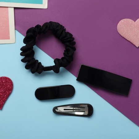 Hair set "Toliman" (1 elastic band-6 cm, 3 invisibility-7 and 5 cm) black-2