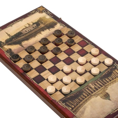 NARDS "Peter-ROSTROL Column", wooden board 60 x 60 cm, with a field for playing checkers-2