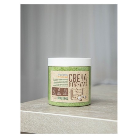 Candle in granules "Roscandles" Green at PET Bank, 300 g + Fitili