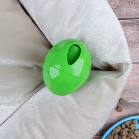 A toy for dry food "Egg", 6.7 cm, green-1