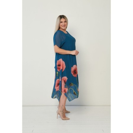 Female dress, size 58, turquoise color-3