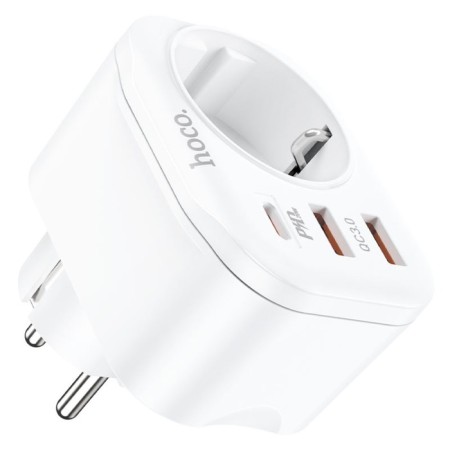 Single Single Roset Hoco NS3, 2 USB, Type-C, 20 W, PD, QC, White