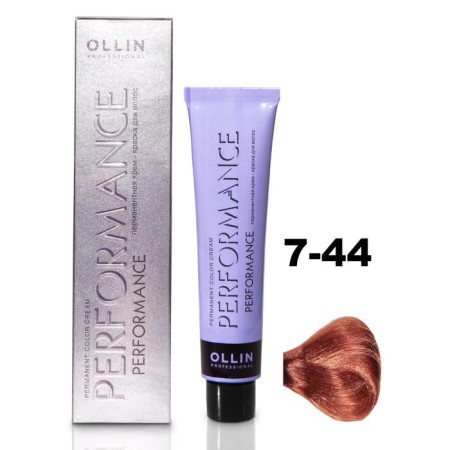 OLLIN PROFESSIONAL PERFORMANCE hair cream, tone 7/44 blunder intensive-medal, 60 ml