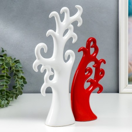 Souvenir ceramics "tree" red-white set 2 pcs 24x10 32x15 cm-1