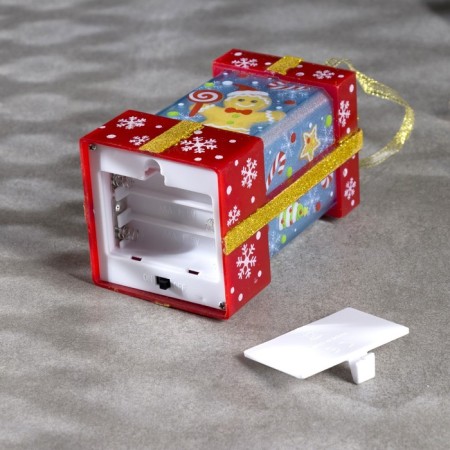 LED figure "Red Gift with Gingerbread" 6.3 × 11.5 × 6.3 cm, plastic, AAAX3 batteries (not complete), flame effect-2