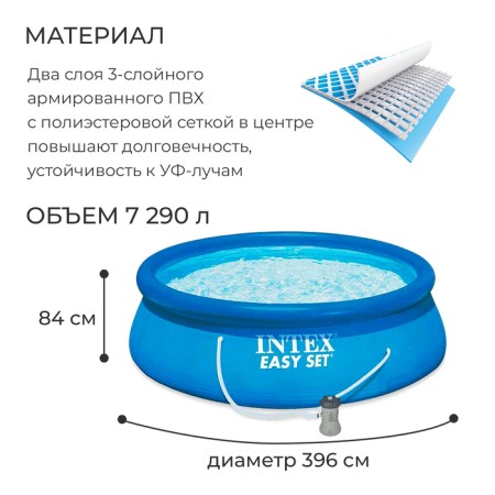 Basin of the inflatable Easy Set, 396 x 84 cm, filter pump, 28142 Intex-1