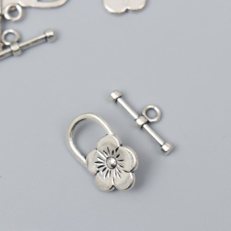 Decor metal for the creativity of the lock "Flower" silver 2.2x1.5 cm-1