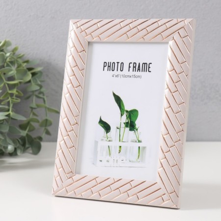 Photo frame plastic 10x15 cm "Brick masonry" white 19x14 cm-1