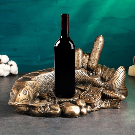 Standing for a bottle "Fish pike" 46x26x22cm, bronze