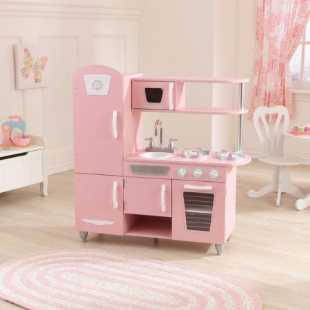 Game kitchen "vintage", pink color with white-3