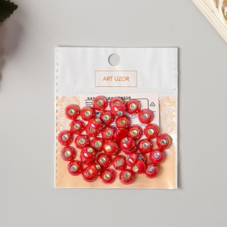 Decor for creativity Plastic "Half -Pesterpoline with Red Strose" set 40 pcs 1x1x0.5 cm-2