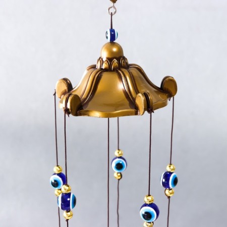 Wind Music Metal "Eagle owl on a branch" from the evil eye 5 bells 44x8x8 cm-2