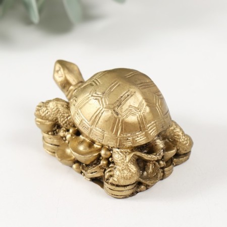 NECKE bronze "Turtle on coins" T-215 5.5 x 3.5 x 3 cm-1