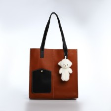 Bag Women's Tout with zipper, brown color
