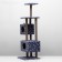 House for cats with a claw, with a site and shelf, 65 x 51 x 173 cm, gray with paws