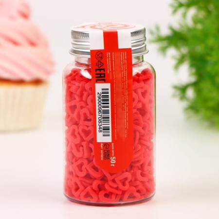 Confectionery Sprinking "Heart" red, 50 g-2