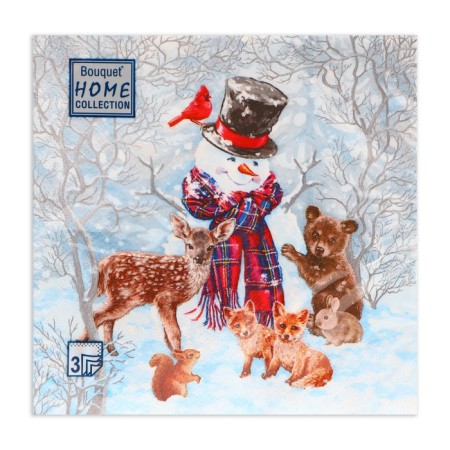 New Year's napkins Paper Home Collection Classic "Forest Friends", 3 layers, 33x33 cm, 20 pcs-1