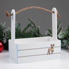 New Year. Kashpo wooden 25x15x30 cm 