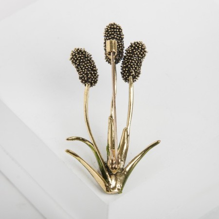 Brooch "Kamysh", the color of purple-green in gold-2