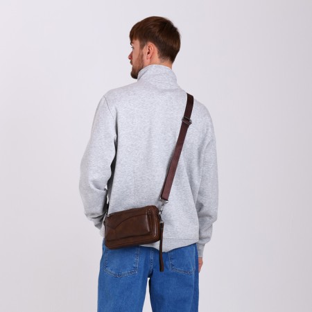 Male bag over the shoulder, artificial leather, brown color-4