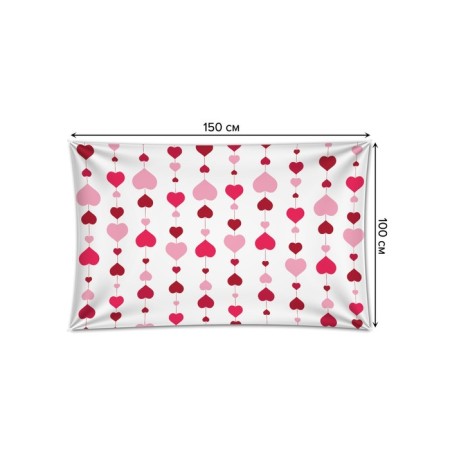 Decorative panel with photo printing "garland from hearts", horizontal, size 100x150 cm-1