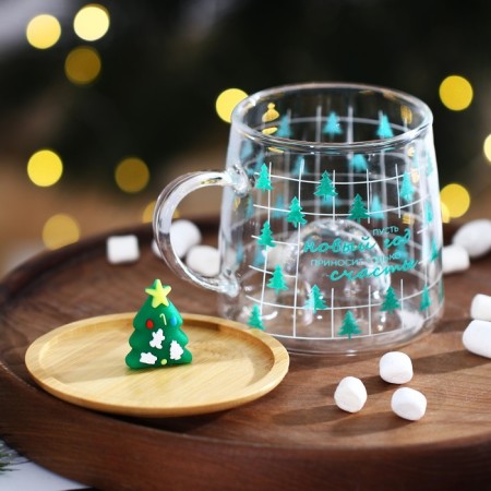 Glass mug with a lid "New Year brings happiness", 350 ml-4