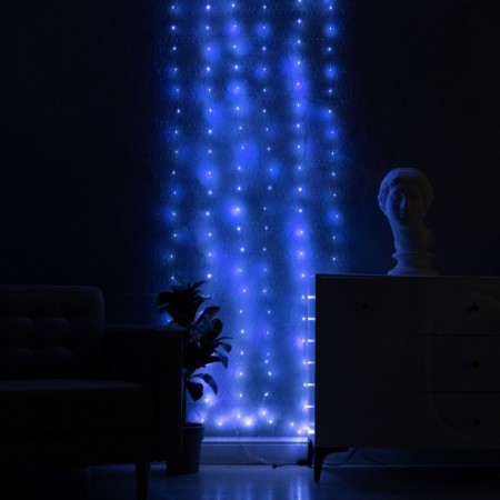 Girland "Star Sky" 1 × 5 m dew, IP44, UMS, silver thread, 300 LED, glow white-3