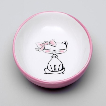 Keramic "cute kisa" saucer 200 ml 15.7 x 11.3 x 3.8 cm, pink-2