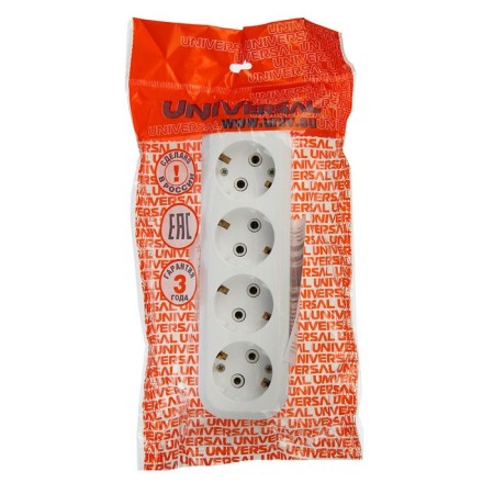 The jacket of the extension cord Universal E304, four-seater, ABC plastic, with grounding-1