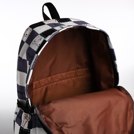 Youth backpack from textiles, 3 pockets, gray/black color-5