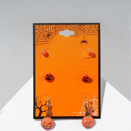Pusets 3 pairs of "pumpkin" are different, black-orange color in gold-2