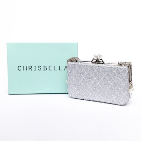 Female clutch, eco -leather, chrisbella silver, 19x5x12 cm-1
