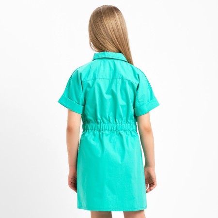 Children's dress with kaftan pockets, size 32 (110-116 cm), green color-3