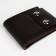 Male purse on magnets, department for bills, for cards, for coins, brown color