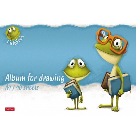 Album for drawing A4, 40 sheets, on a paper clip, "frog den", covered cardboard, matte lamination, embossing, block 100 g/m², mix-2