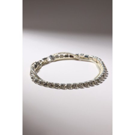 Bracelet with rhinestones "shine" thread with a strip, white color in silver, 18 cm-1